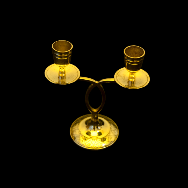 ( V-i154 ) Royal Brass Twin Candle Holder Stand