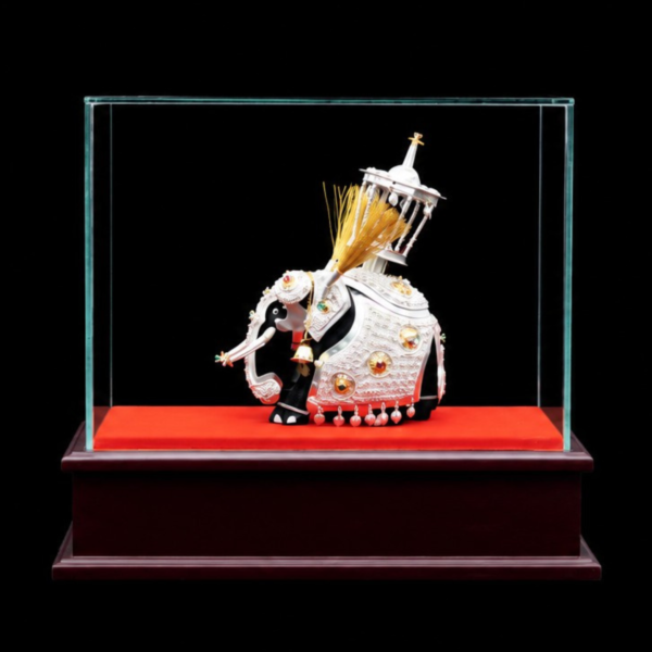 ( V-i053 ) Silver Elephant (Medium) with Luxury Wooden Display Box