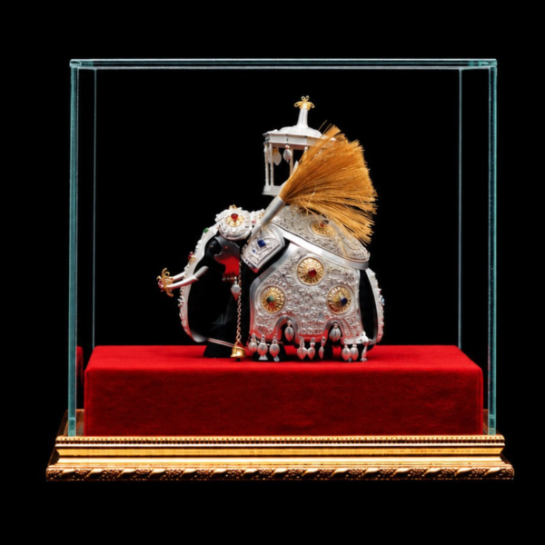( V-i006 ) Silver Elephant (Medium) with Modern Display Box (Decorative Frame)