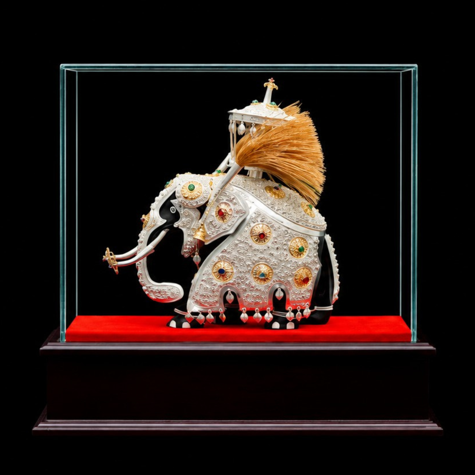 Silver Elephant (Large) with Luxury Wooden Display Box